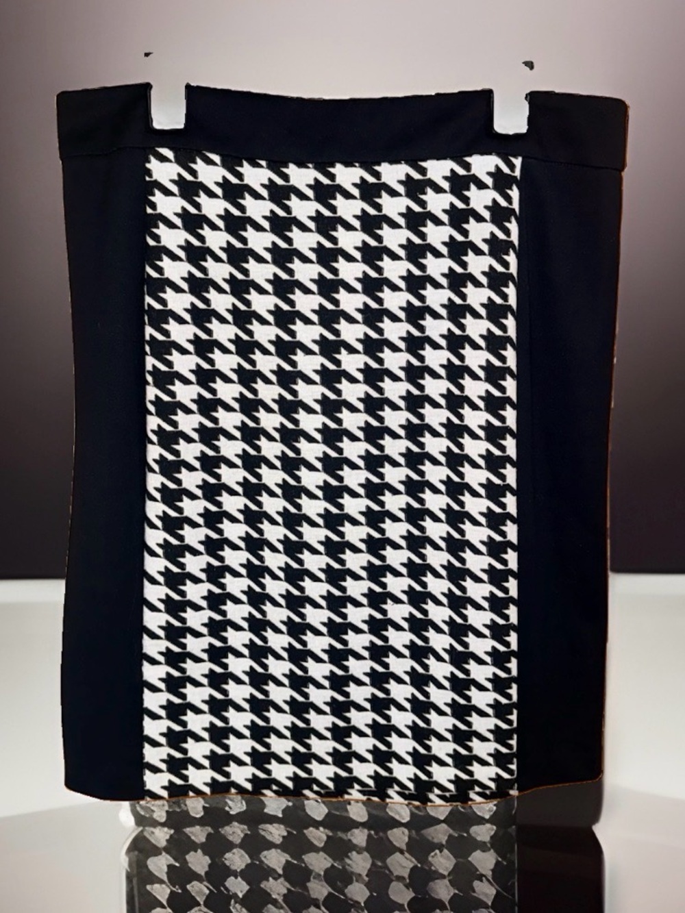 Sunny Leigh Classic Black & White Houndstooth Knit Pencil Skirt-14-EC